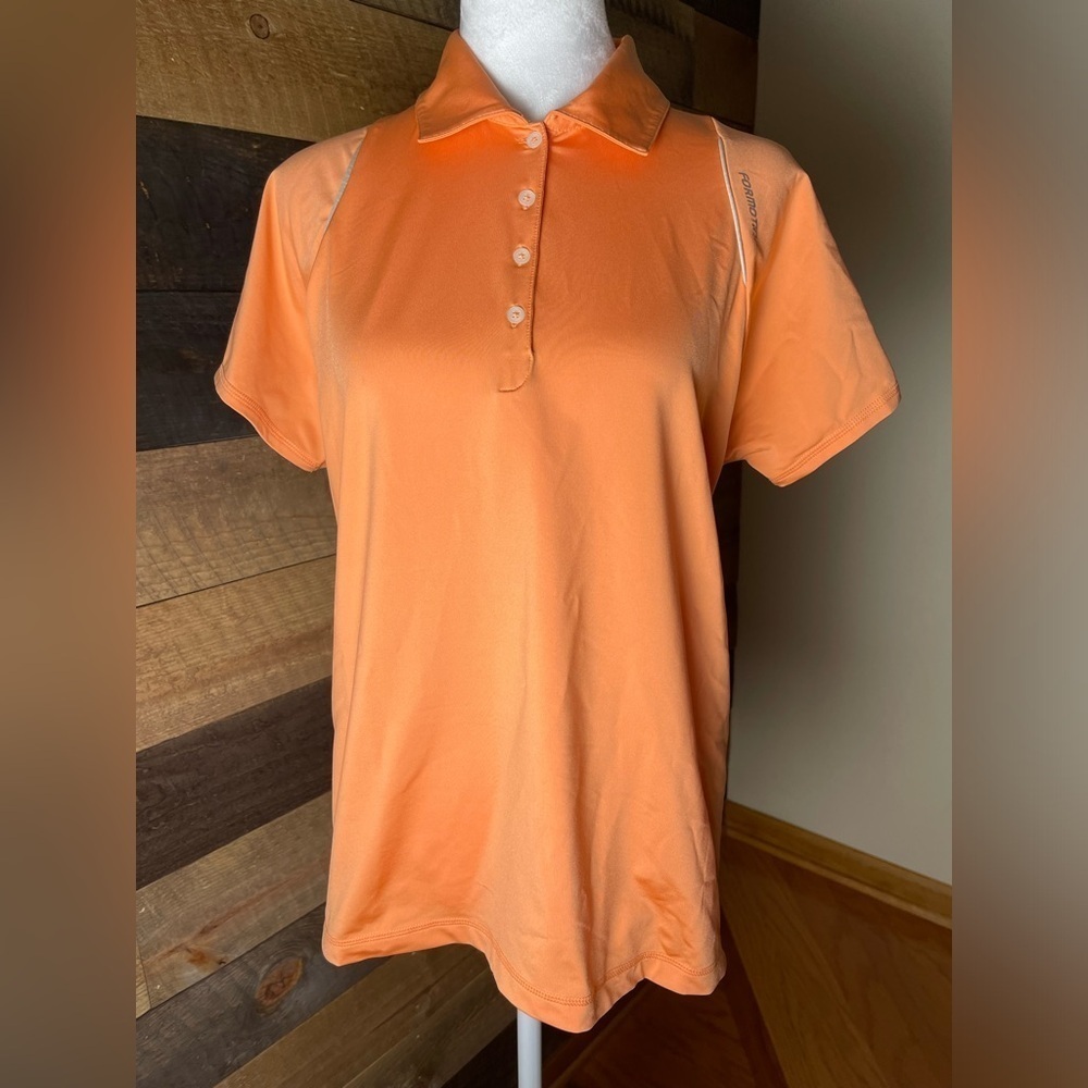 Adidas Women’s Orange Climacool Golf Polo Top Size Large